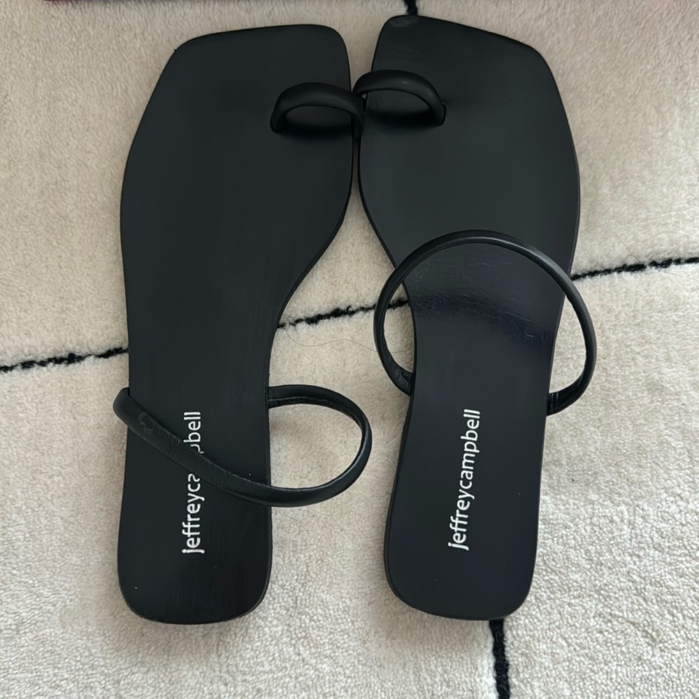 Jeffrey Campbell Darbey sandal black leather size 6. New never worn with box.